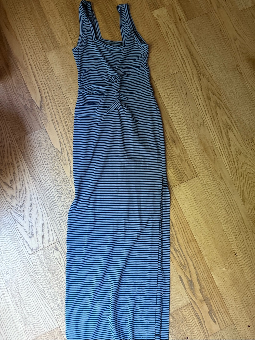 Nicole Miller Blue and White Striped Maxi Dress